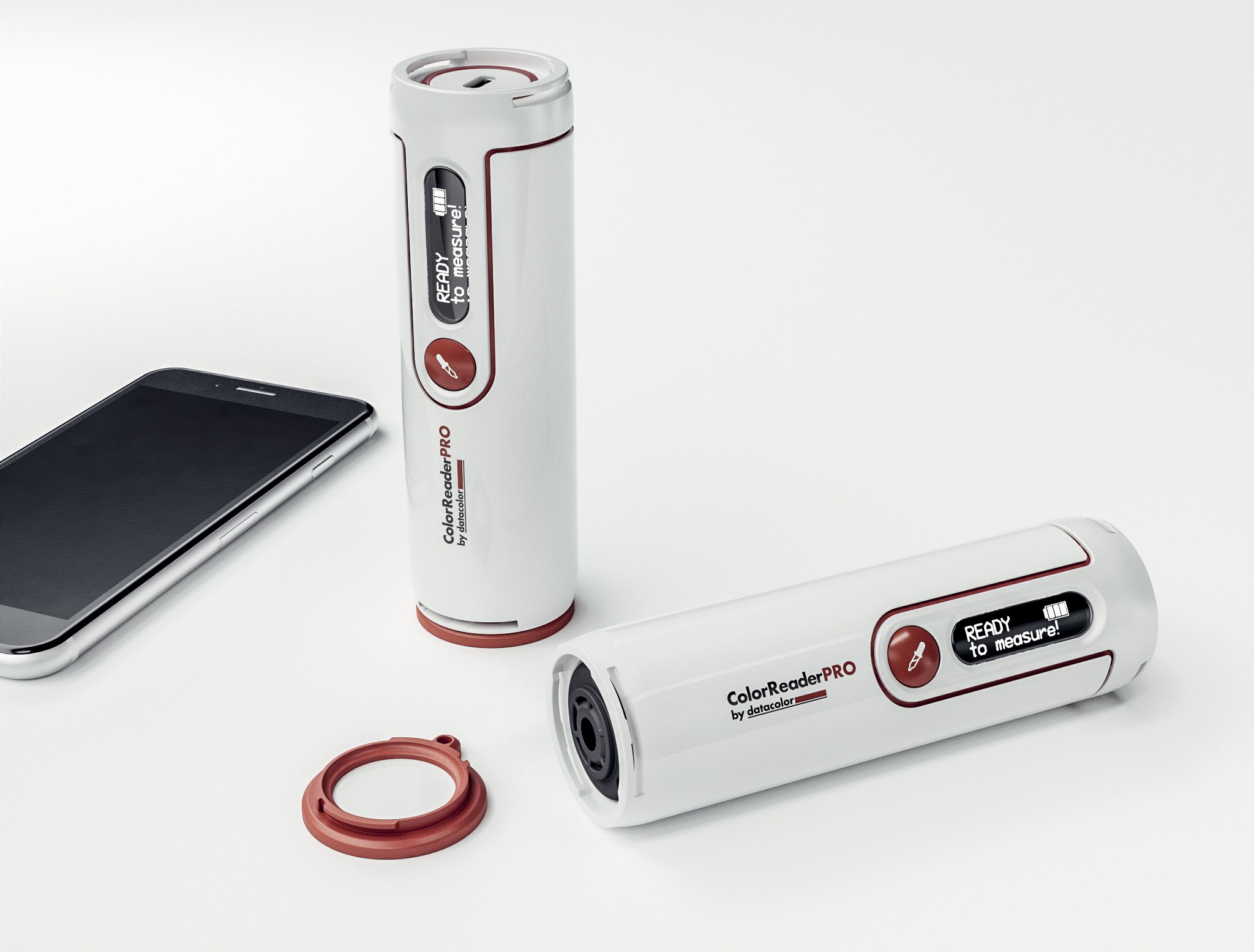 Handheld spectrophotometer with iPhone for scale